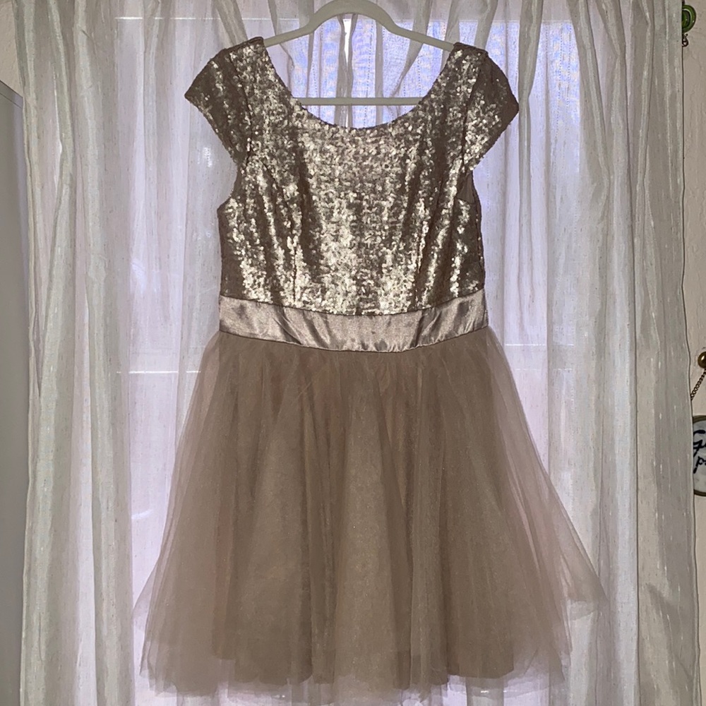 Rose Gold Short Sequin Tulle Dress
